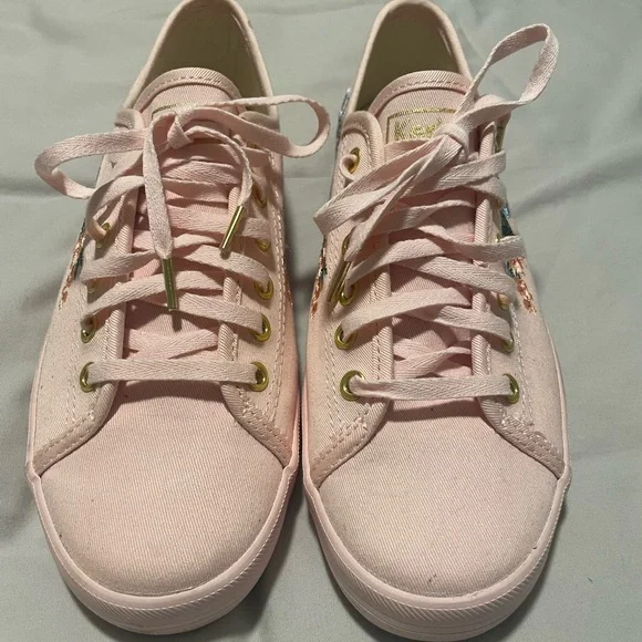 Keds x Rifle Paper Co Sneaker Women's Size 7.5 Pink Embroidered Floral Flower - Picture 2 of 10